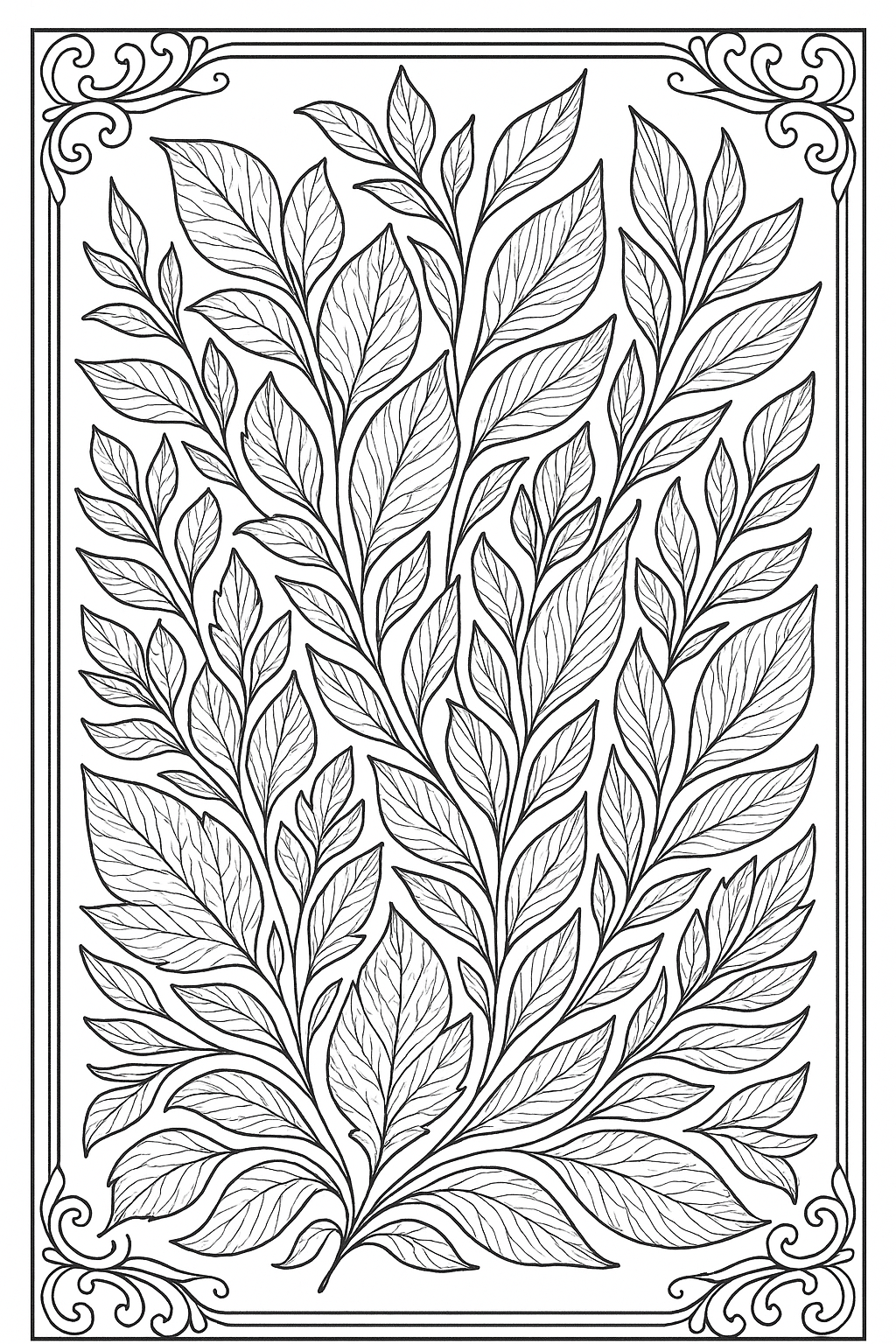 Botanical Leaves Coloring Page