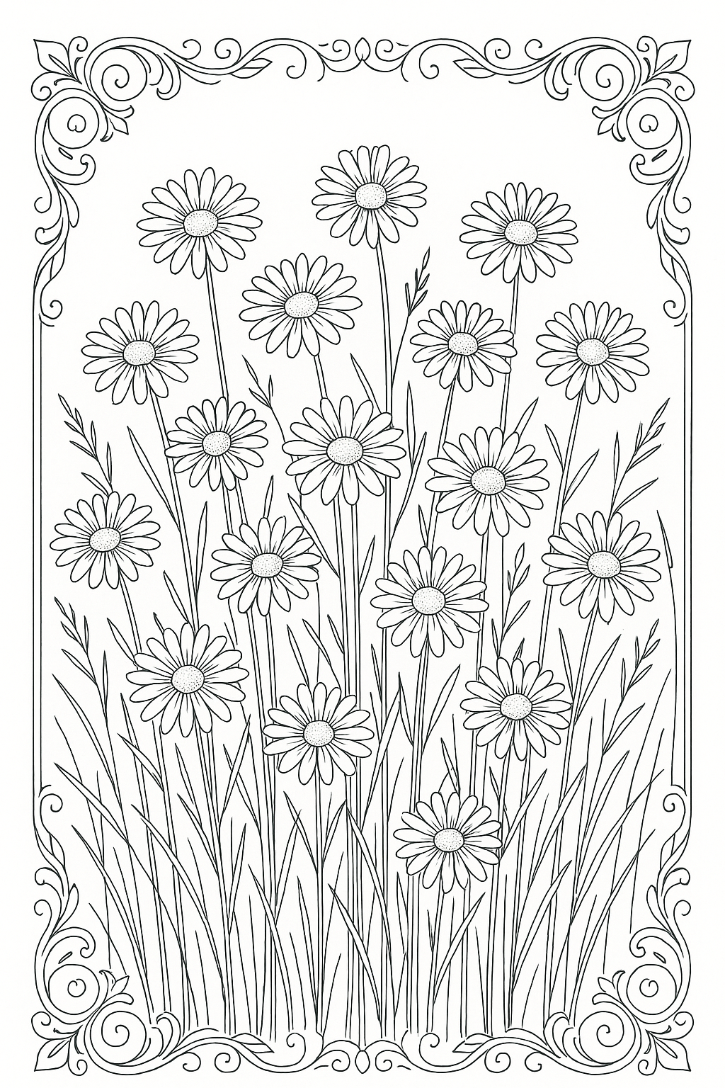 Daisy Field Coloring Page