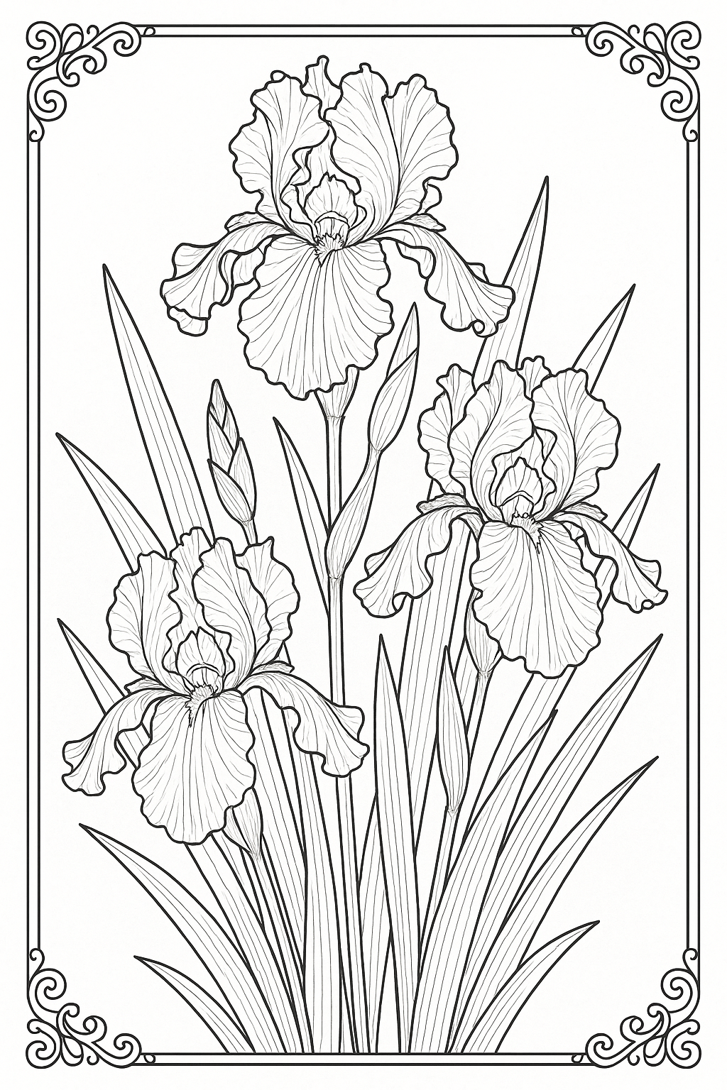 Iris Stems Coloring Page