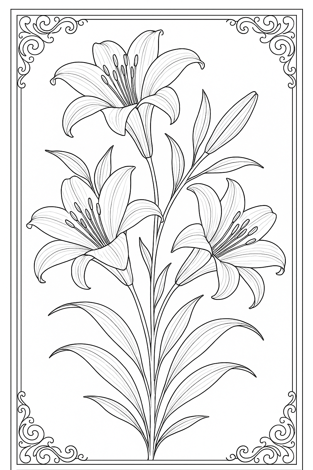 Lily Arrangement Coloring Page