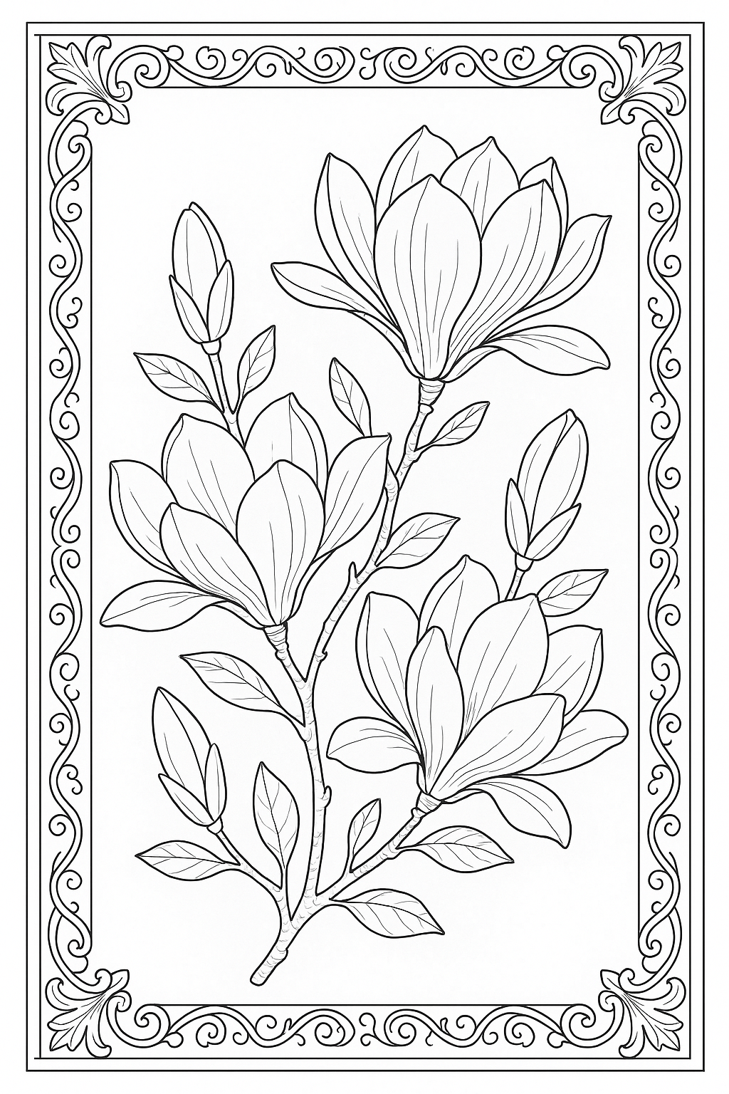 Magnolia Branch Coloring Page