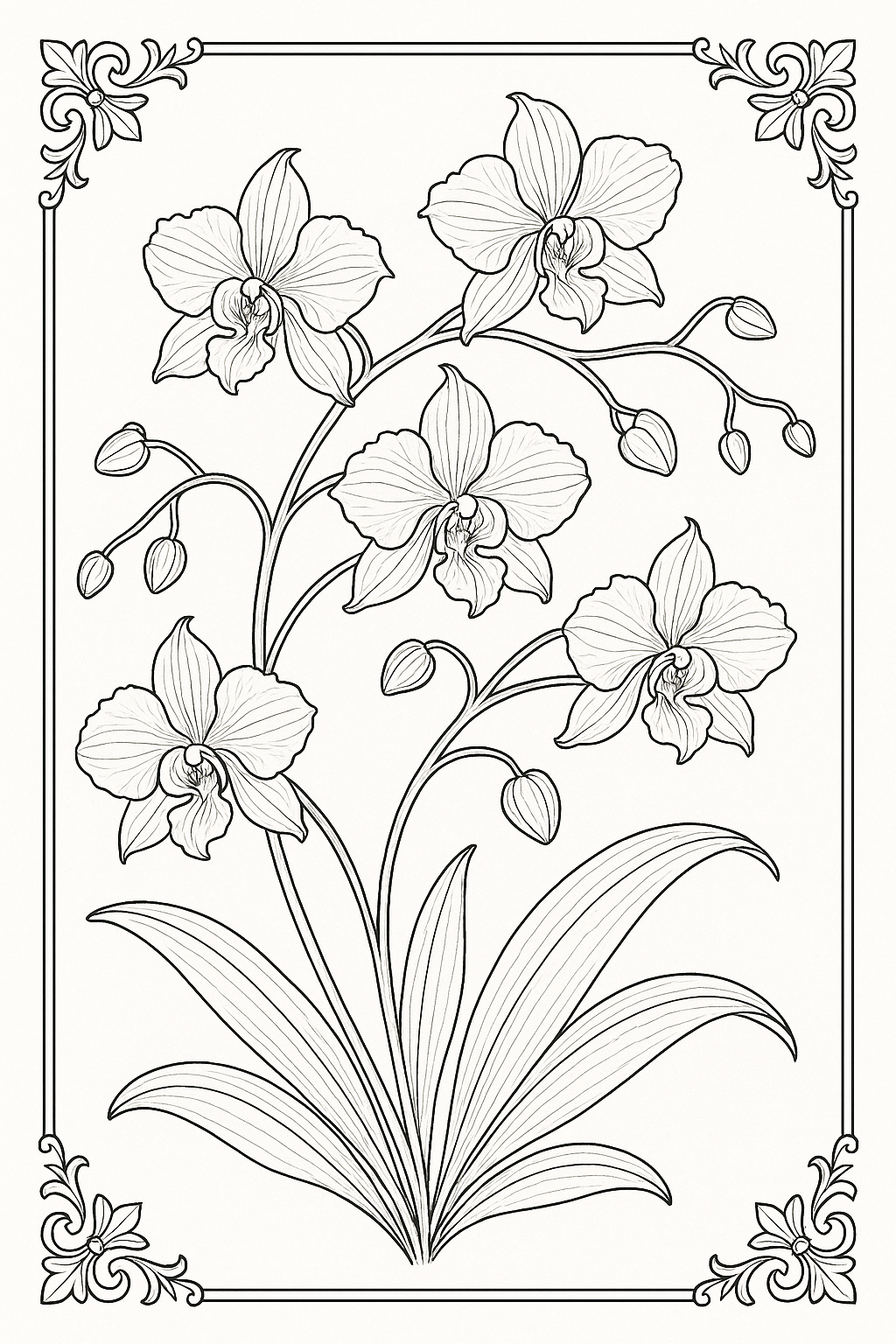 Orchid Spray Coloring Page
