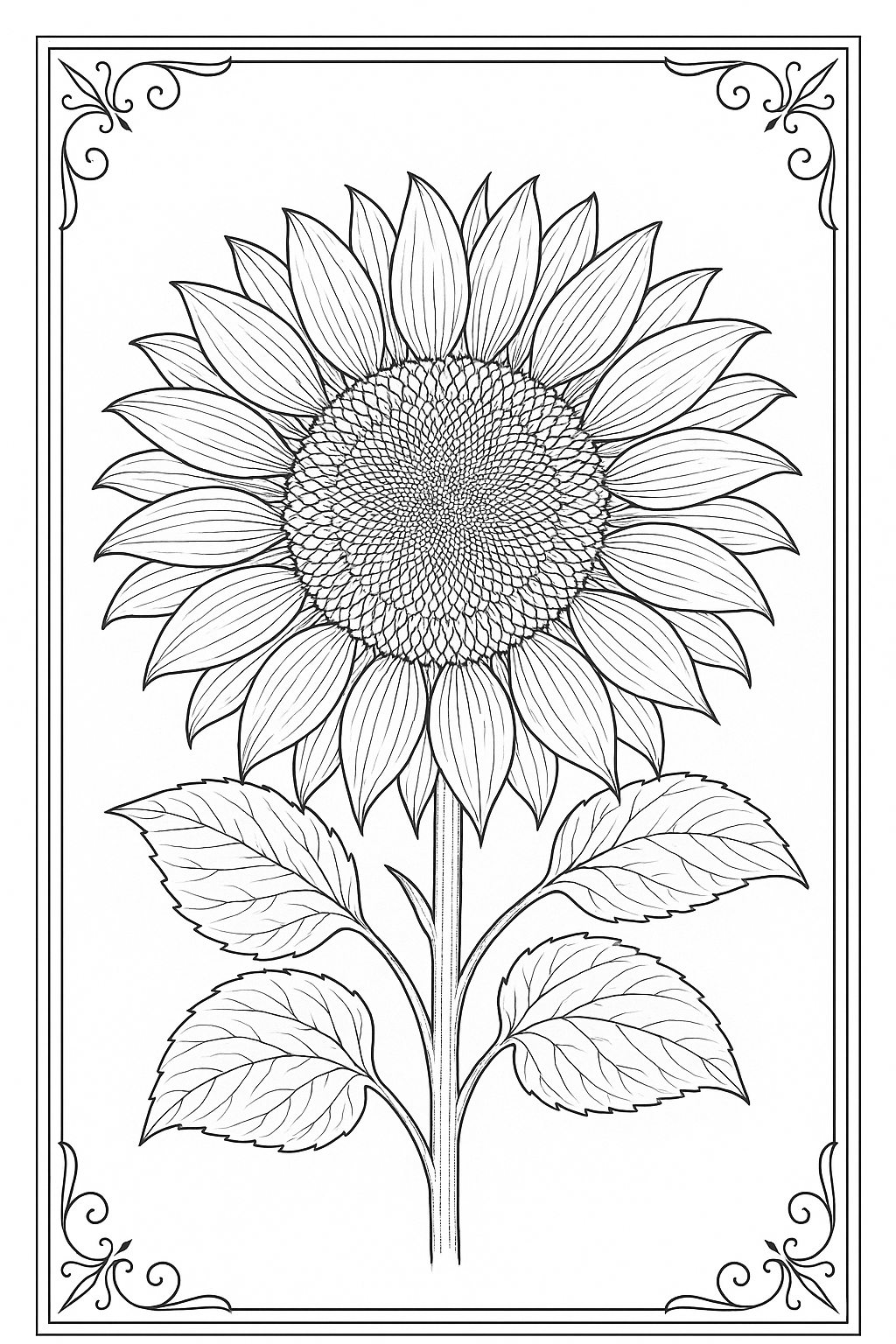 Sunflower Study Coloring Page