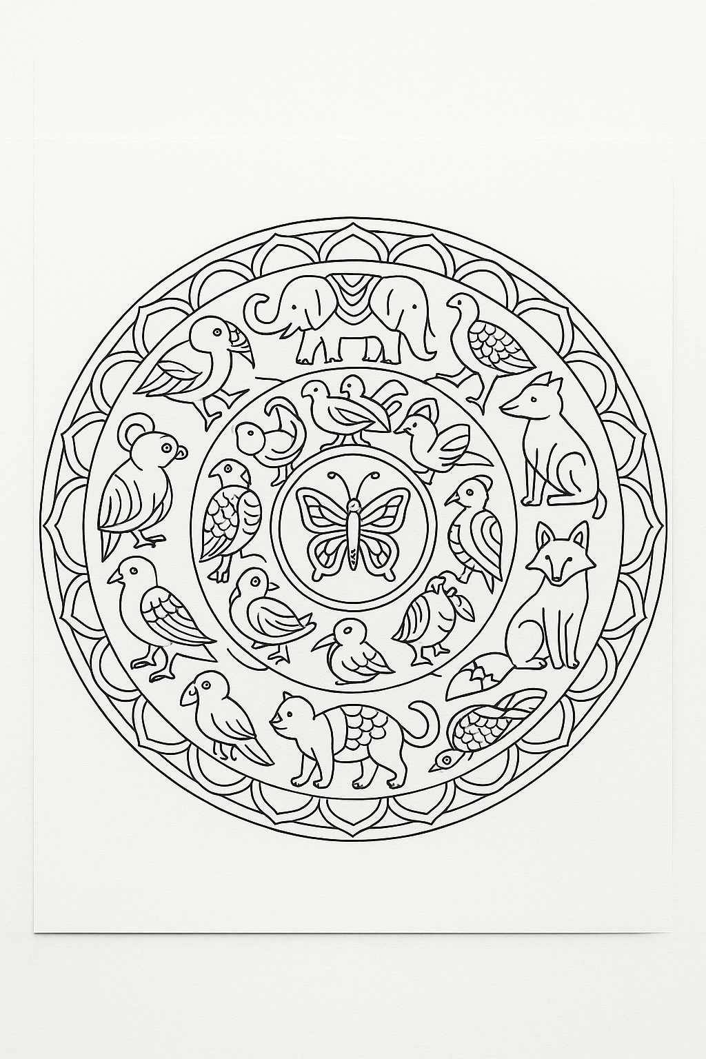 Animal Mandala Coloring Page