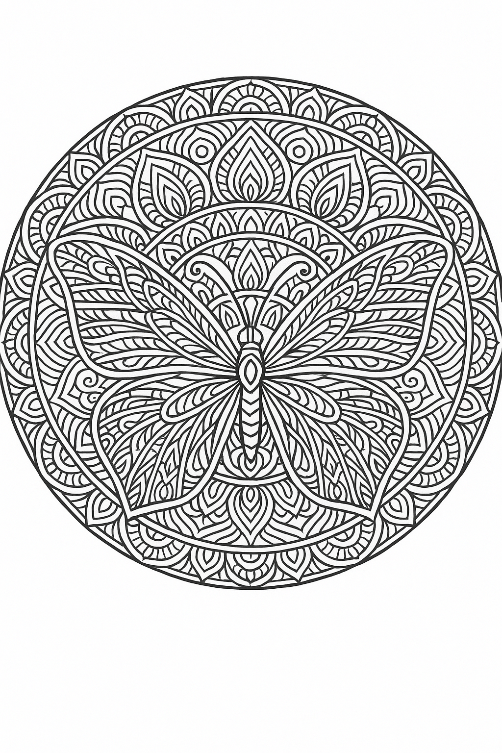 Butterfly Mandala Coloring Page