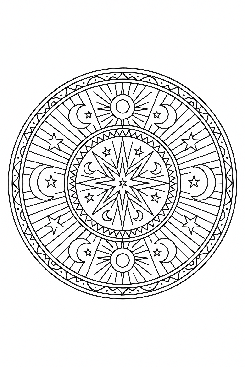 Celestial Mandala Coloring Page