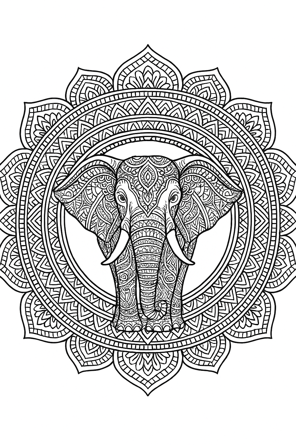 Elephant Mandala Coloring Page