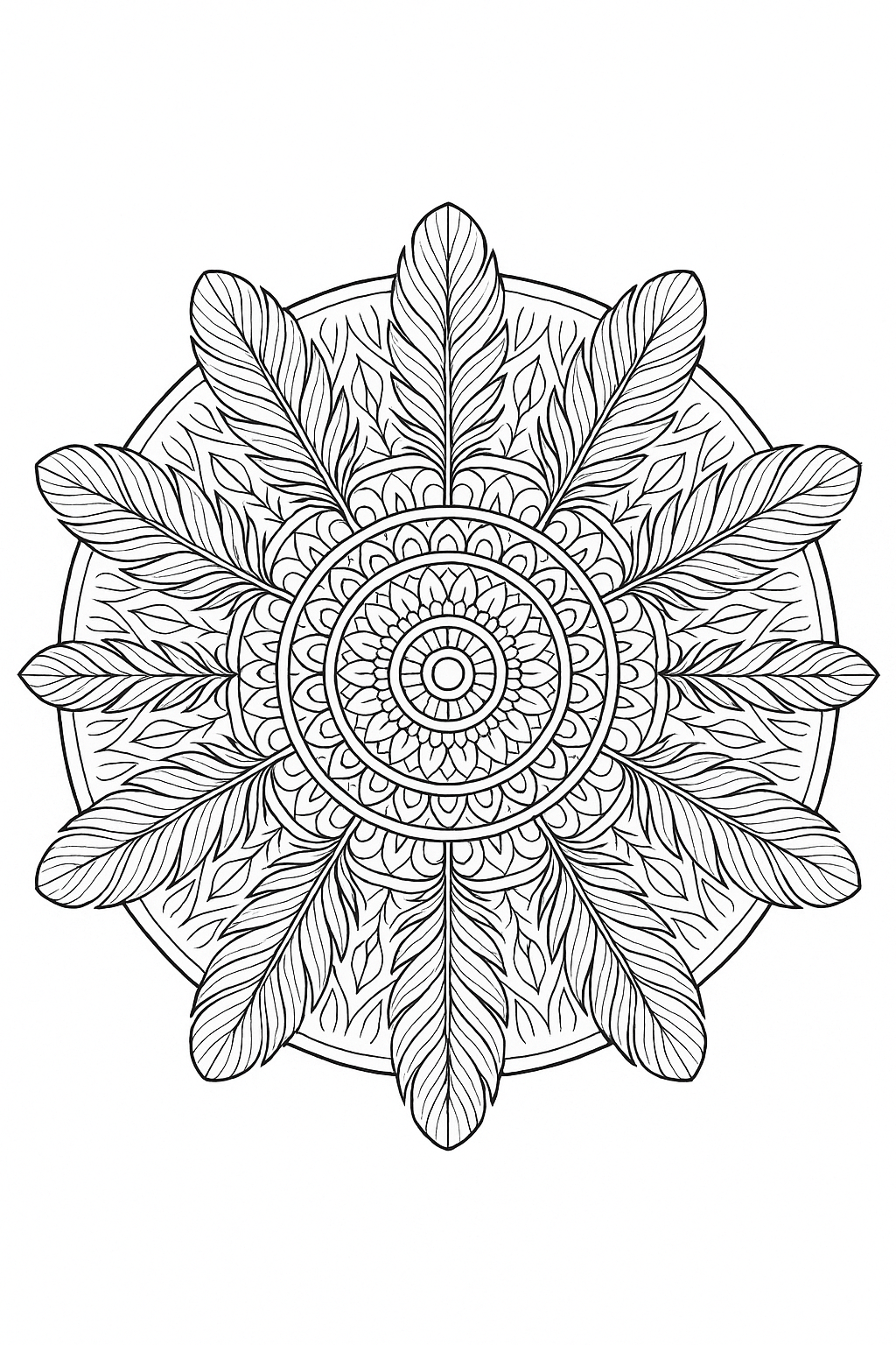 Feather Mandala Coloring Page