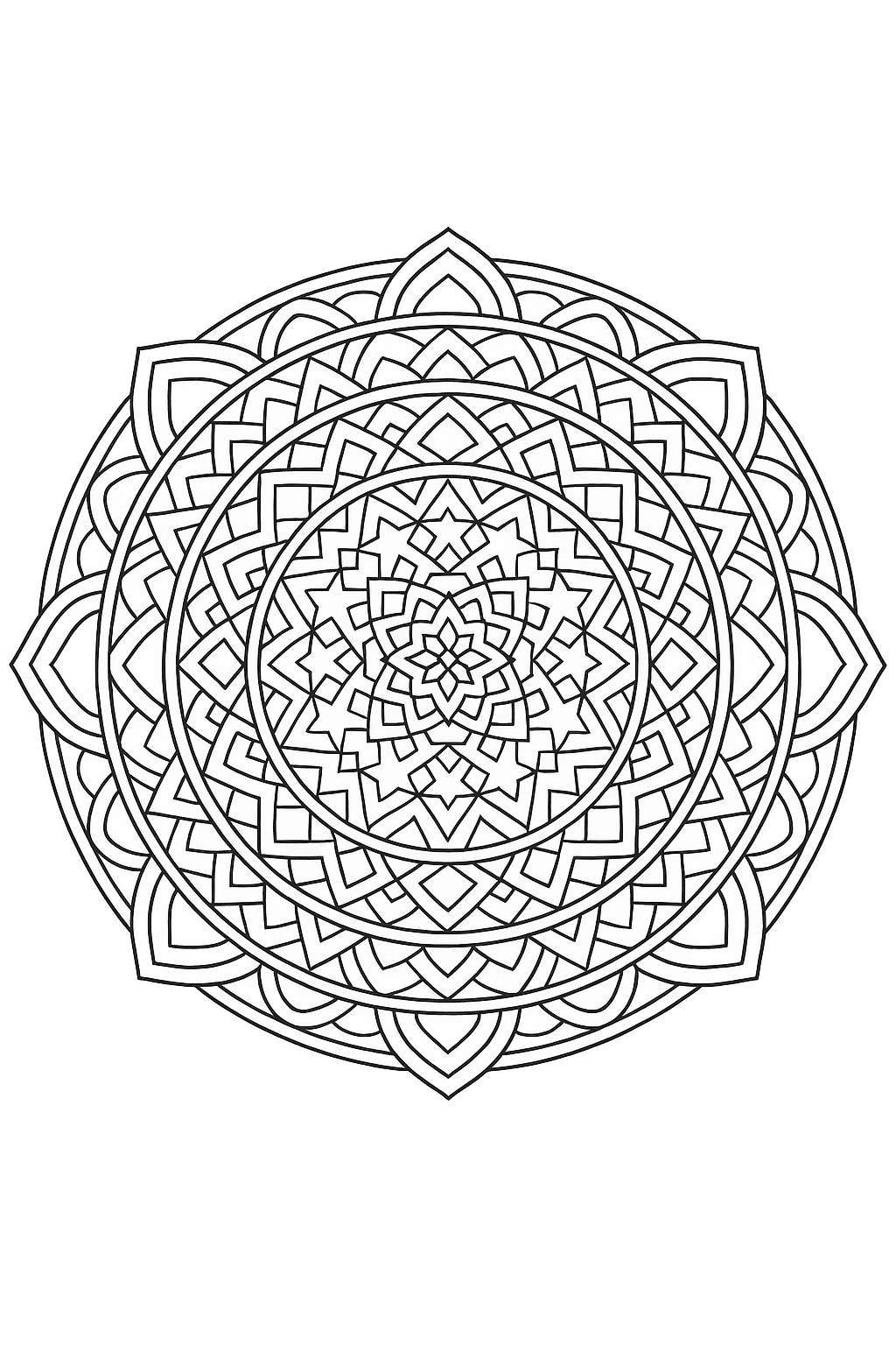 Geometric Mandala Coloring Page