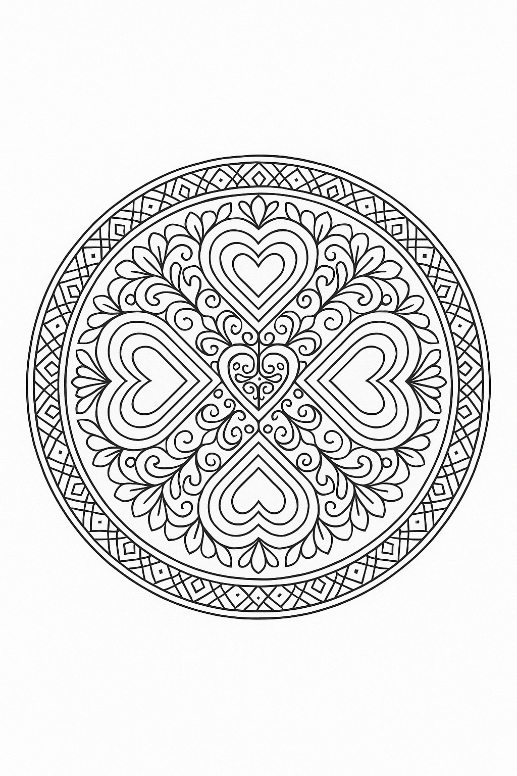 Heart Mandala Coloring Page