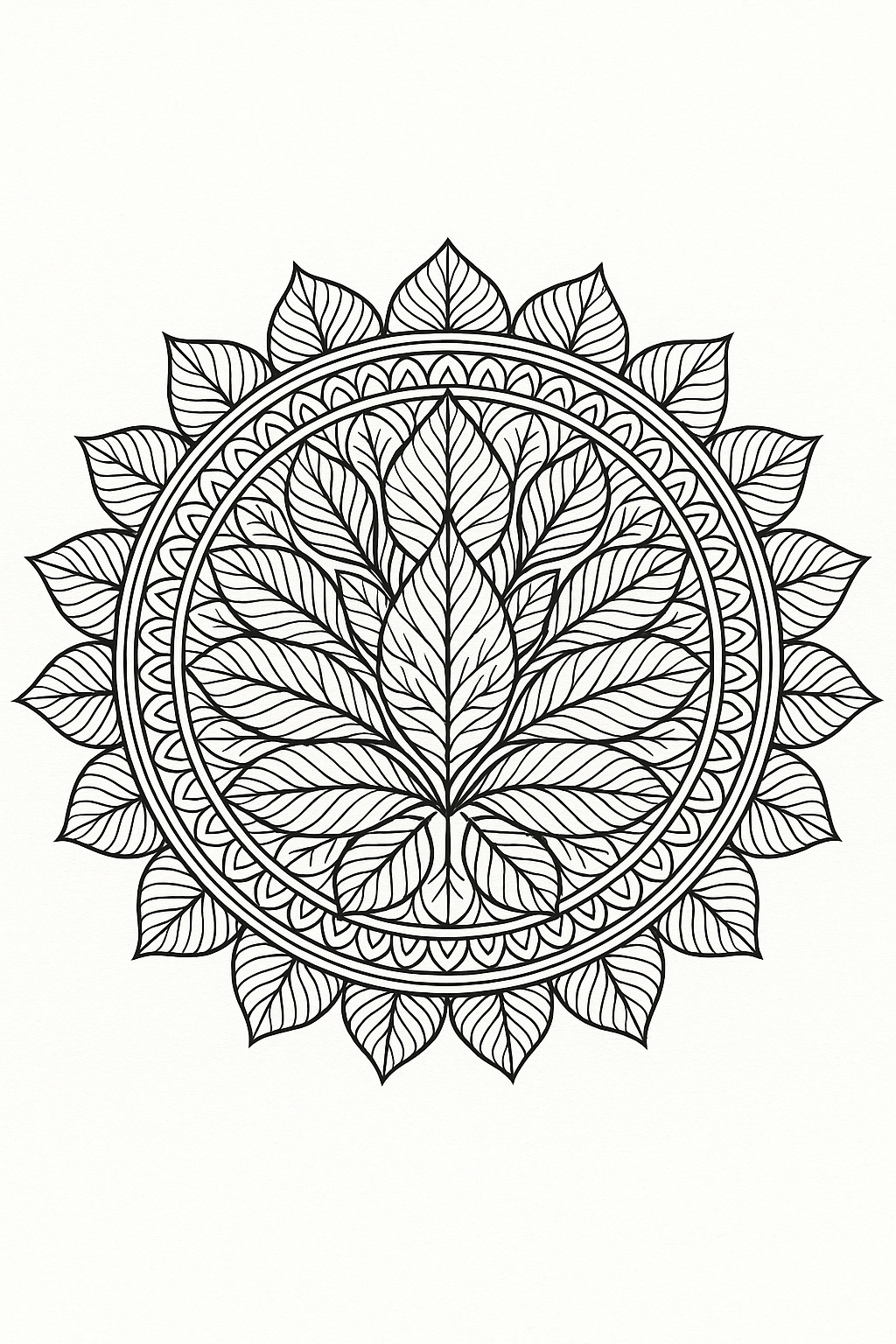 Leaf Mandala Coloring Page