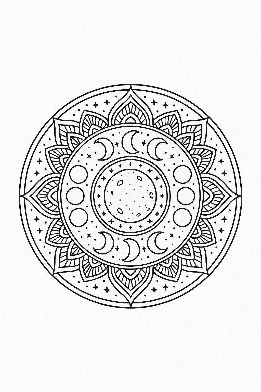 Moon Mandala Coloring Page