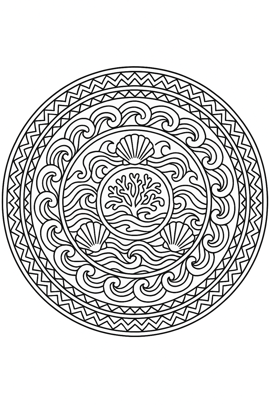 Ocean Mandala Coloring Page