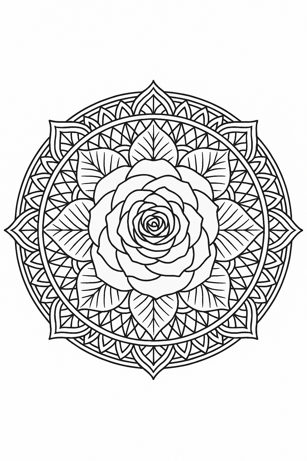 Rose Mandala Coloring Page