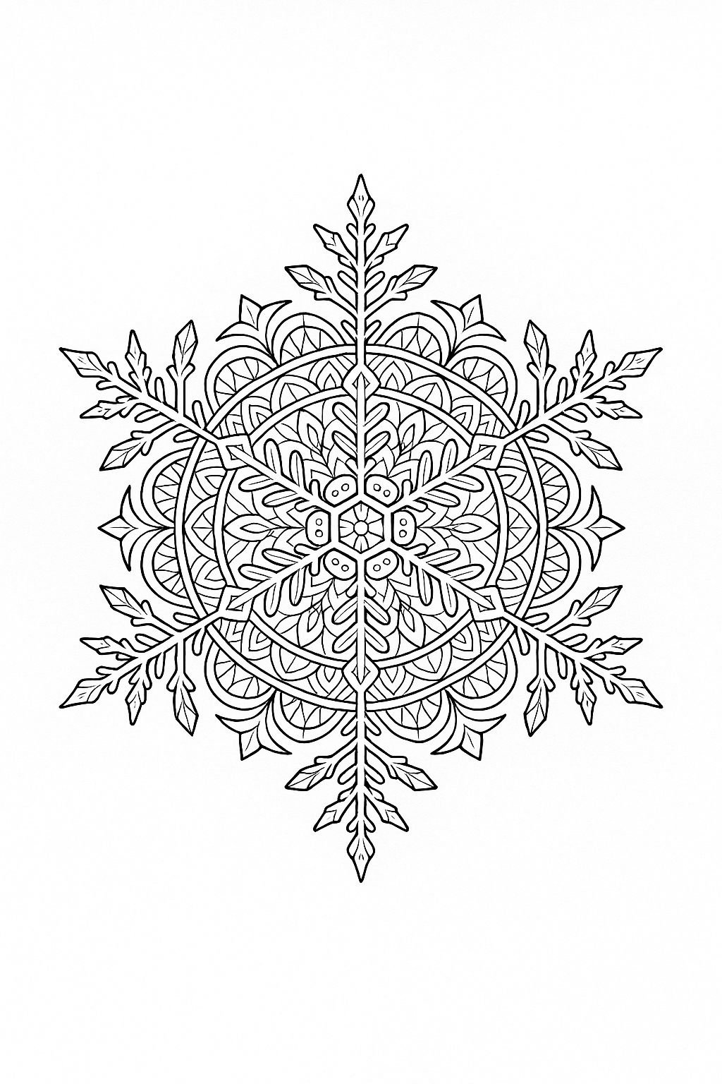 Snowflake Mandala Coloring Page
