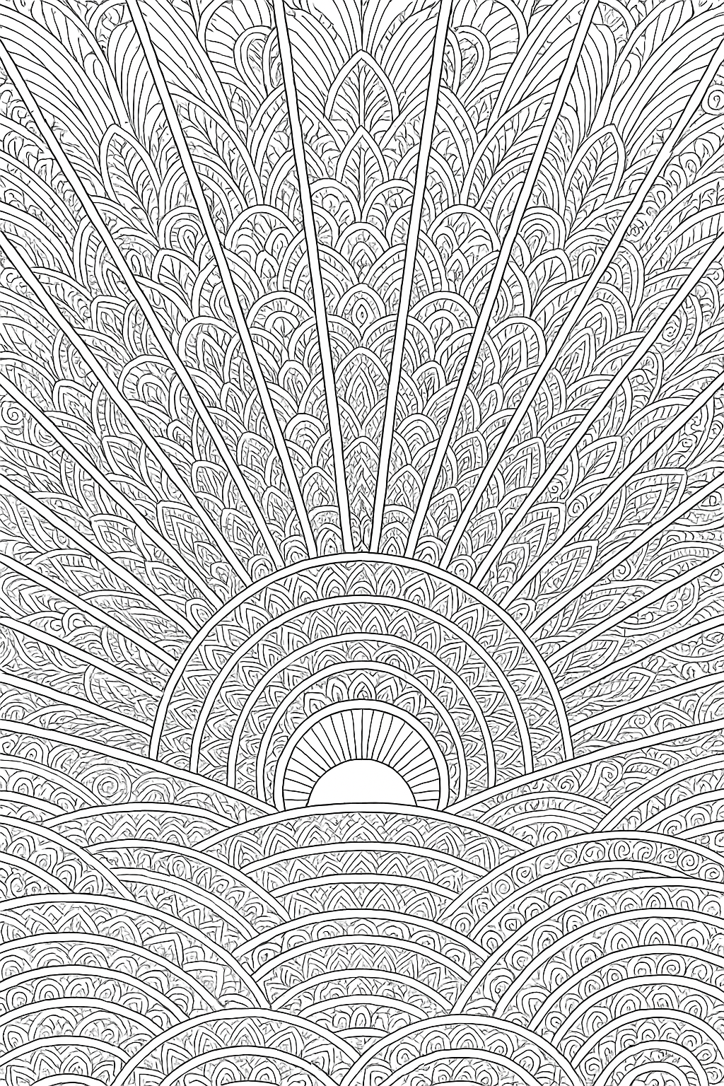Sunrise Rays Coloring Page