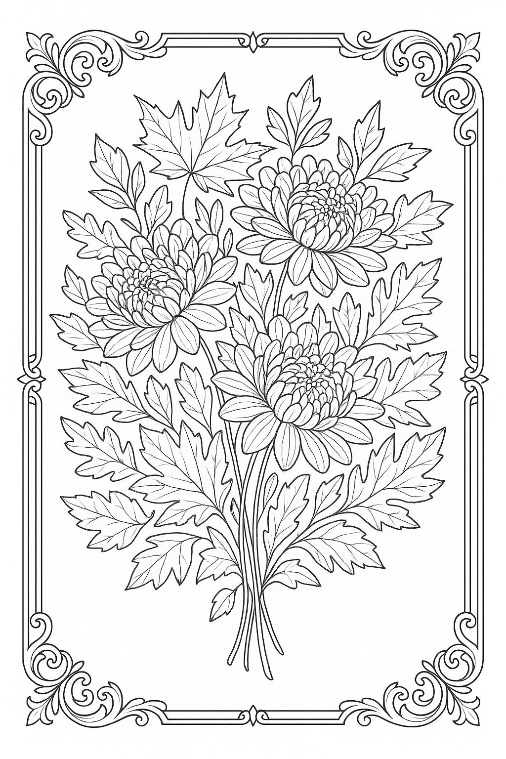 Autumn Bouquet Coloring Page