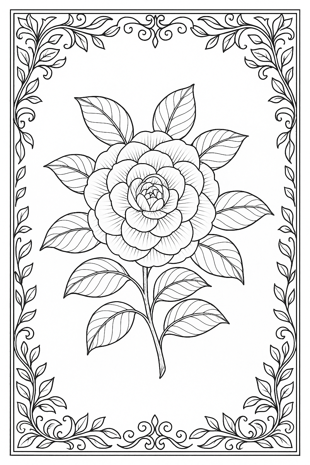 Winter Camellia Coloring Page