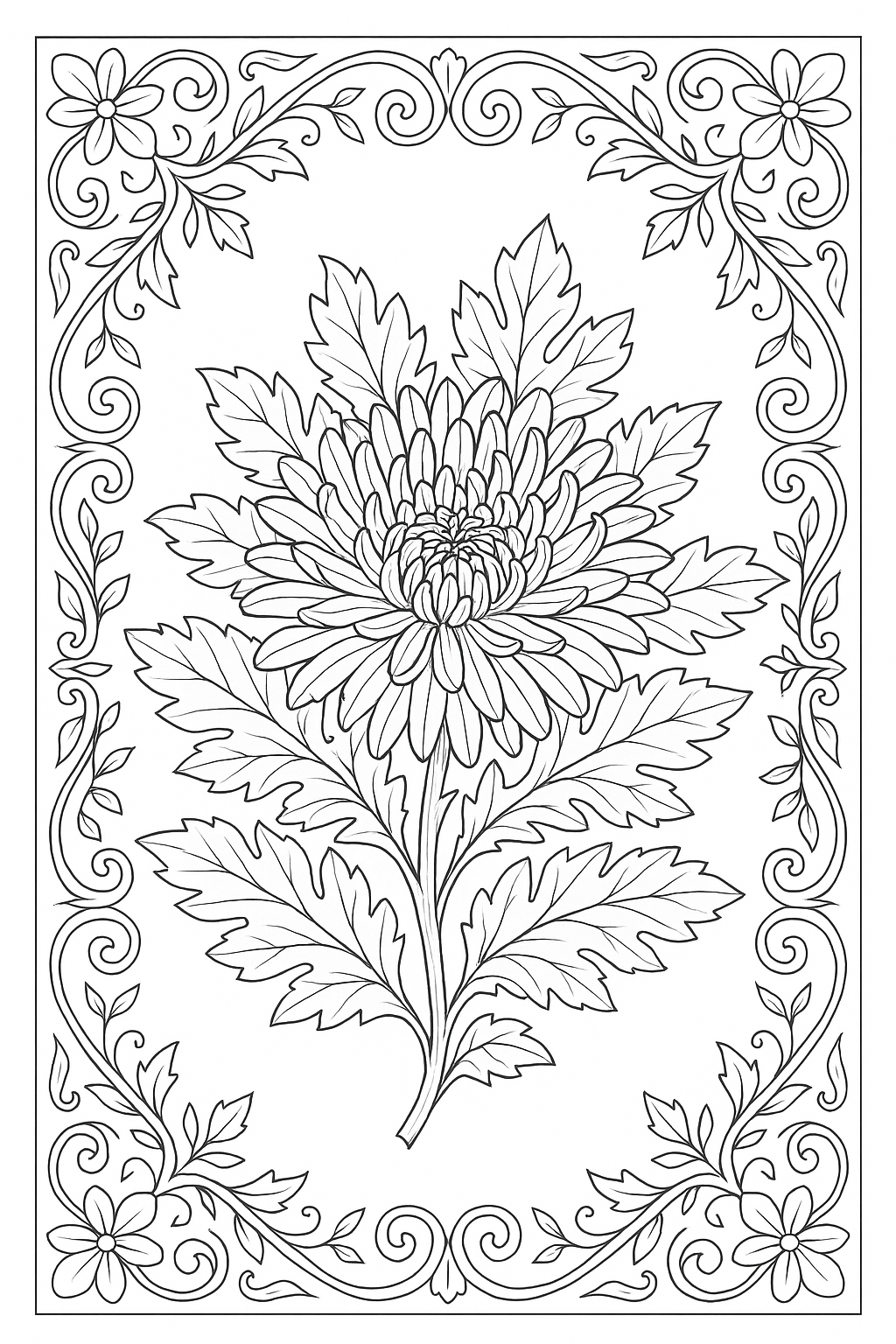 Autumn Chrysanthemum Coloring Page