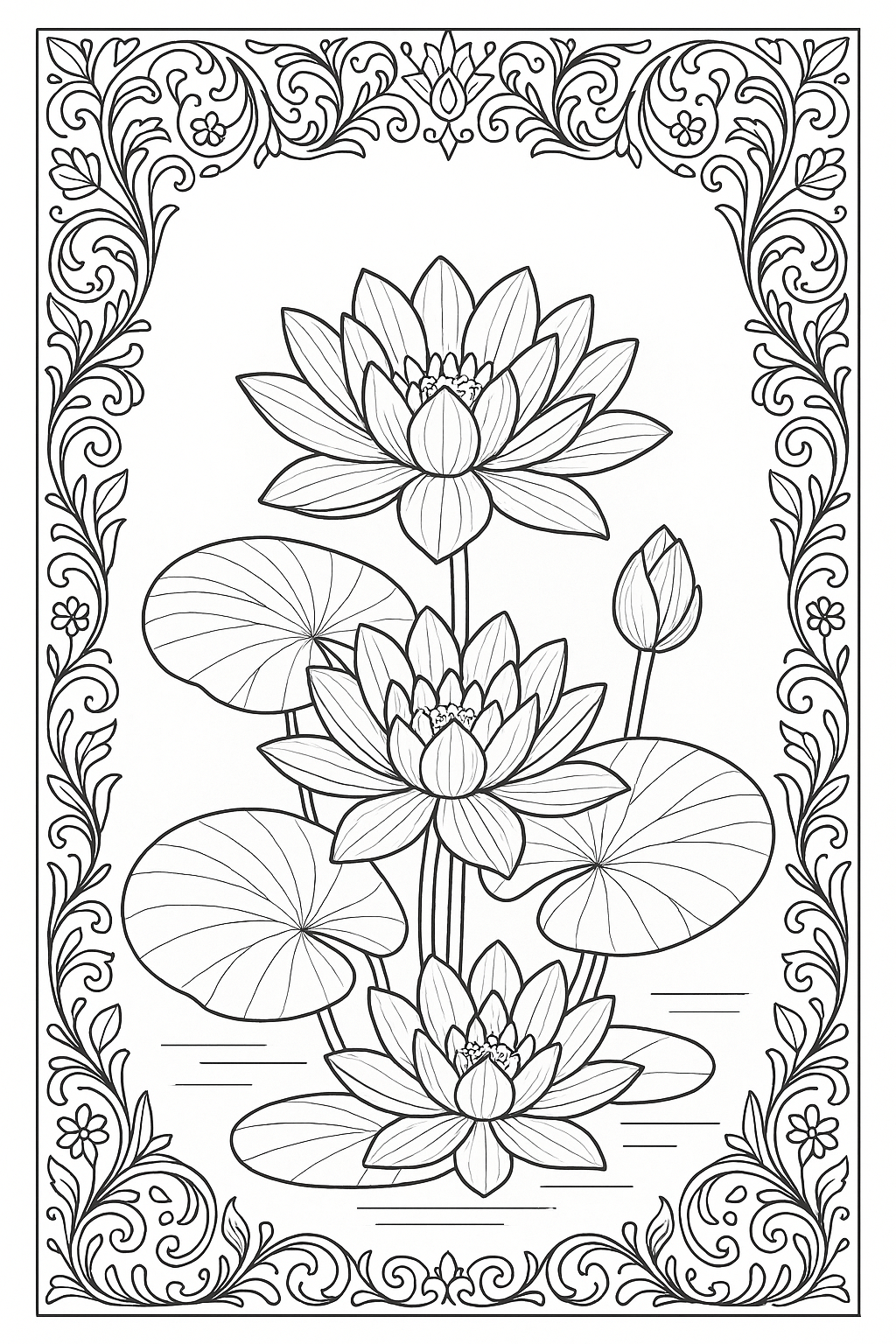 Summer Lotus Coloring Page
