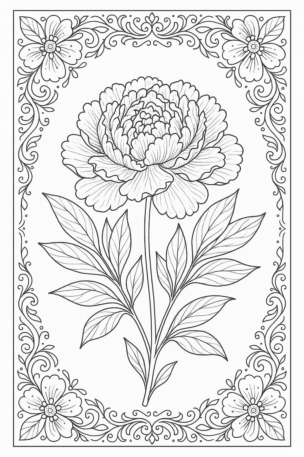 Early Summer Peony Coloring Page