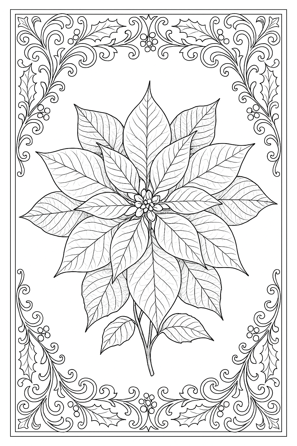 Winter Poinsettia Coloring Page
