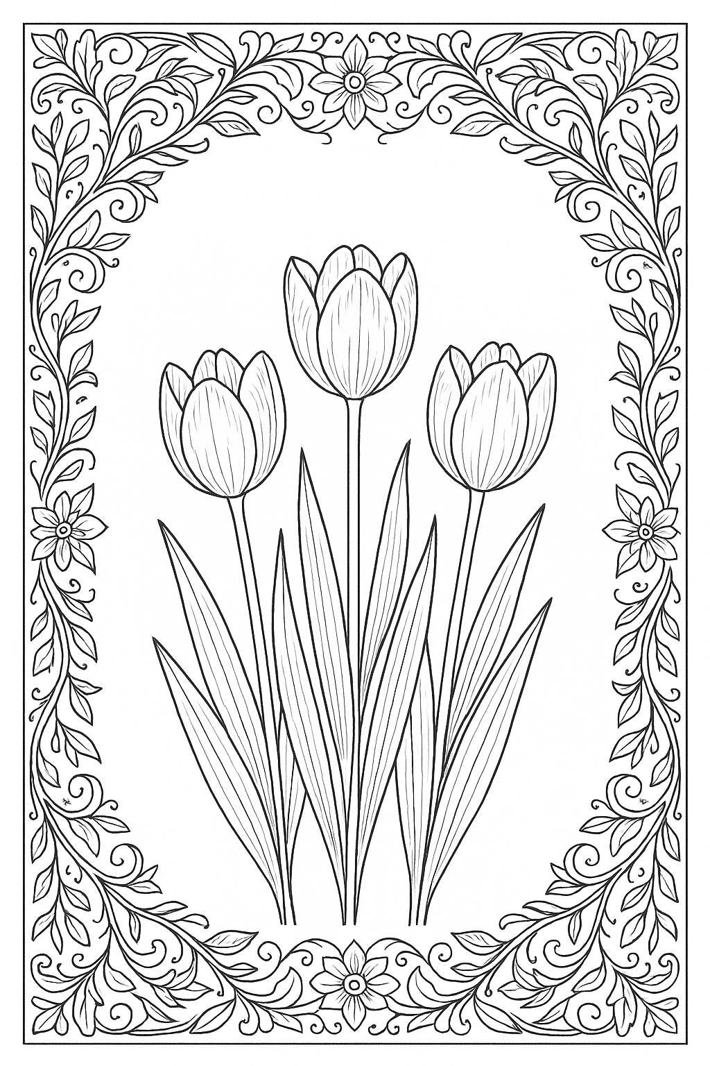 Spring Tulip Coloring Page