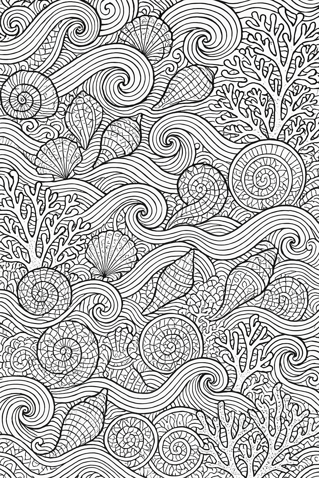 Ocean Zentangle Page